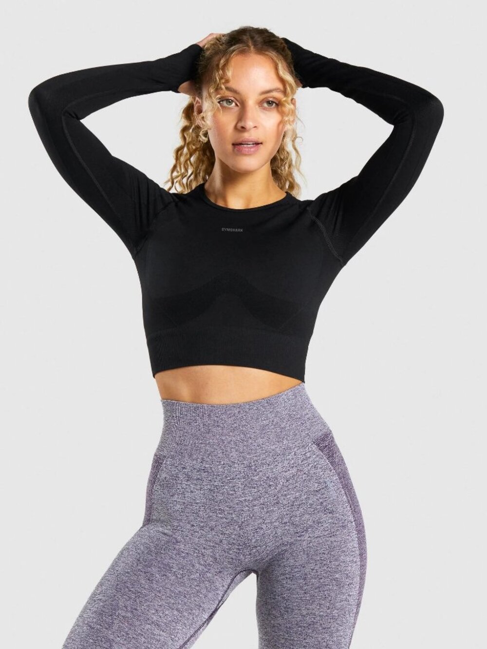 Gymshark Flex Sports Long Sleeve Crop Top Black Size S
